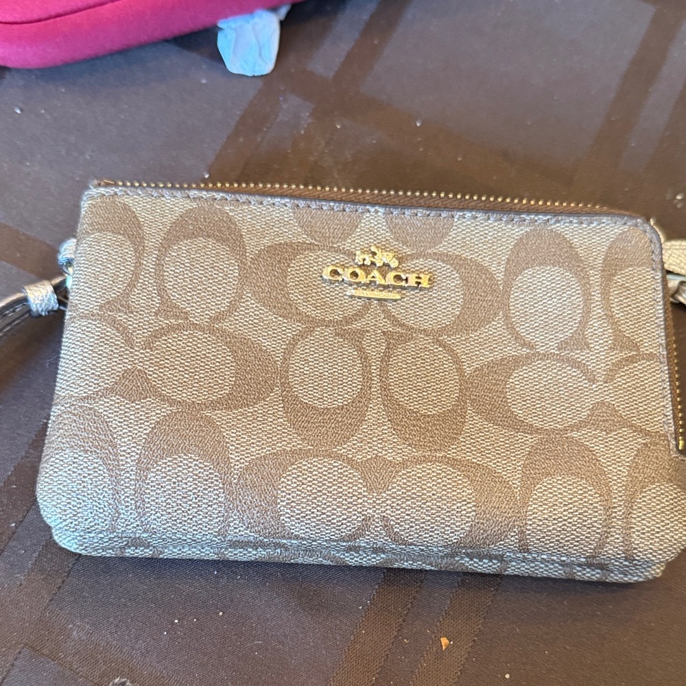 Coach Signature Brown Wristlet